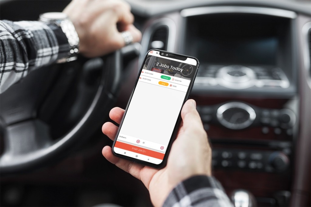 PickMyCar driver app showing today's pickup and drop jobs in the vehicle